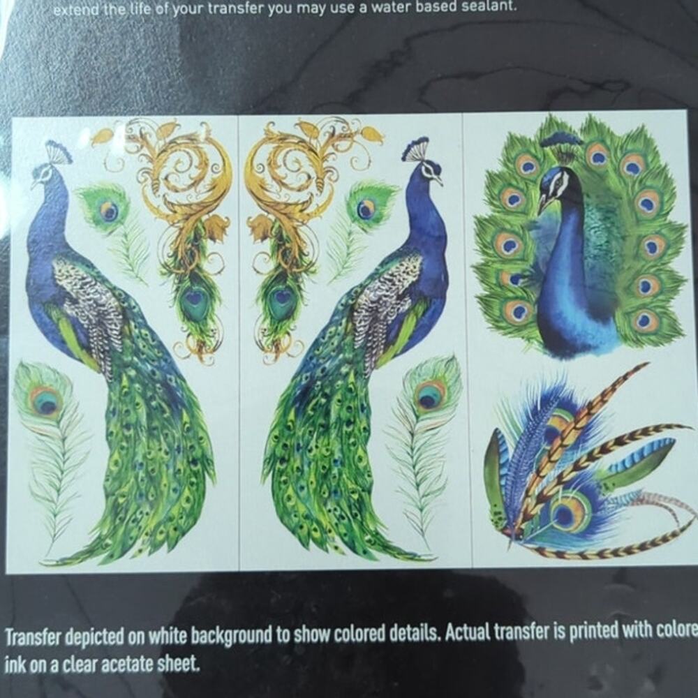 Redesign with Prima Royal Peacock 6 X 12 Furniture Decor Rub On Transfer